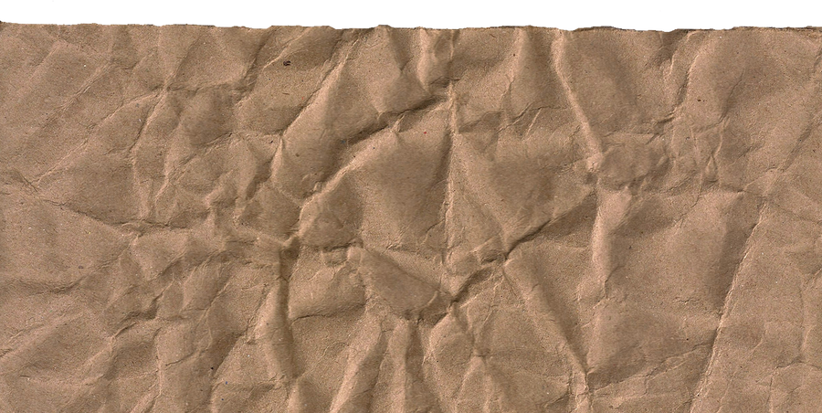 Brown Crumpled Kraft Paper with One Straight Ripped Edge